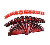 CABBE KALLO 50pcs Ear Stretching Kit Silicone Tunnels Acrylic Tapers and Plugs 14G-00G Gauges Set Eyelet Expanders for Women Men Body Piercing Jewelry, Plastic Silicone