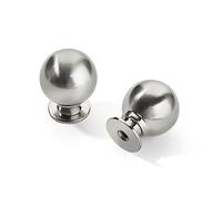 CABDM 10 Pack 1-1/4 Inch Solid Brushed Nickel Cabinet Knobs Large Heavy Duty Drawer Knobs Kitchen Cabinet Hardware Vintage Ball Knobs Pulls for Drawers.