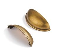 CABDM 10 Pack 3-1/2" Drawer Pulls Antique Brass Cabinet Cup Pulls Kitchen Hardware Cabinet Handles Drawer Handles Knobs 3-1/2 inch (89mm) Center to Center