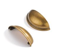 CABDM 10 Pack 3" Drawer Pulls Antique Brass Cabinet Cup Pulls Kitchen Hardware Cabinet Handles Drawer Handles Knobs 3 inch (76mm) Center to Center