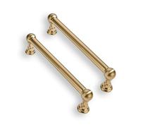 CABDM 10 Pack 5 Inch Solid Kitchen Cabinet Handles Brushed Gold Heavy Duty Cabinet Pulls Satin Brass Drawer Pulls Cabinet Hardware Kitchen Handles for Cabinets Cupboard Handles