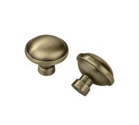 CABDM 10 Pack Kitchen Cabinet Knobs - 1-1/4 inch Brushed Antique Brass Zinc Round Knobs and Drawer Pulls for Cabinets and Dressers
