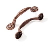 CABDM 10 Pack Rustic Pulls,Antique Copper Cabinet Pulls Hammered Cabinet Pulls Kitchen Cabinet Hardware Vintage Pulls for Drawers 5 Inch (128mm) Hole Center