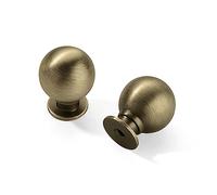 CABDM 20 Pieces 2.5 cm Vintage Ball Brushed Antique Brass Cabinet Knobs Kitchen Cabinet Hardware Brass Drawer Pulls Handles for Drawers