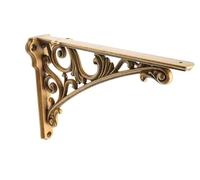 CABDM Decorative Shelf Bracket 10 inch, Antique Brass Shelf Brackets for Shelving, Heavy Duty Vintage, DIY Projects, Hardware Included, 4 Pack, 9.84x7x1.73 inch,Baroque Style