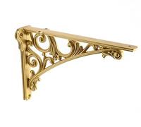 CABDM Decorative Shelf Bracket 10 inch, Gold Decorative Brackets for Shelving, Heavy Duty Vintage, DIY Projects, Hardware Included, 4 Pack, 9.84x7x1.73 inch,Baroque Style
