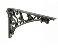 CABDM Decorative Shelf Bracket 6 inch, Brushed Antique Brass Brackets for Shelving, Heavy Duty Vintage, DIY Projects, Hardware Included, 4 Pack, 5.9x4.17x1.73 inch，Baroque Style