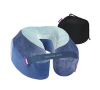 Cabeau Best Neck Pillow for Travel - Evolution Earth Deluxe - 360° Head, Neck and Chin Support for Sleeping - Sustainable Memory Foam - Removable, Washable Cover with Compact Carrying Case (Water)