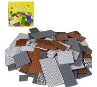 Cabeeskii 130 Pieces Classic Building Plate, 3 Color with 11 Size Baseplate, Compatible with Lego Parts and Pieces, Building Bricks, for Most Brands (Dark Grey, Light Grey, Brown)