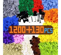 Cabeeskii 1330 Pieces Classic Building Bricks, Building Blocks Compatible with Major Brands, Includes Doors, Windows, Trees, Street Lanterns, Wheels, Eyes
