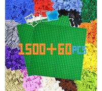 Cabeeskii 1560 Pieces Classic Building Bricks, Building Blocks Compatible with All Major Brands, Includes Doors, Windows, Wheels & 2 Baseplates