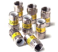 Cabelcon F-56 4.9 Self Install F Compression Connectors Yellow RG6 / 7 mm NiTin Pack of 8