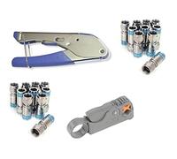 Cabelcon Set Consisting of a Pocket Tool Compression Pliers + Cable Stripper + Pack of 20 Compression F Connectors
