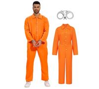 Cabeny Prisoner Costume Men Orange Jumpsuit Loose Prison Jumpsuit for Halloween Costume Party CA035-M
