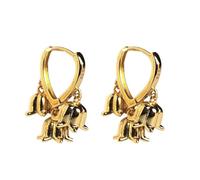 CABEPHY Dainty Huggie Heart Small Gold Hoop Earrings for Women Teen Lily of the Valley Earrings Flower Dangle Cute Trendy Aesthetic, Sterling Silver, No Gemstone