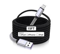Cabepow 15 Ft Extra Long iPhone Charger Cord, [Apple MFi Certified] iPhone Charging Cable, 2.4A Nylon Braided Lightning Cable for iPhone 12/11 Pro Max/ 11 Pro/XS Max/XS/XR/X/ 8 Plus/ 8/7/ 6/5 -Silver