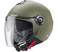 Caberg RIVIERA V4 X Jet Helmet Matte Green with Sun Visor and Long Visor ECE 22.06