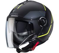 Caberg Riviera V4X Helmet, Open Face Motorcycle Scooter - Geo Matt Black/Yellow