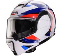 Caberg Trip Motorcycle P/J Helmet - Lunar White / Red / Blue / Light Blue