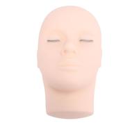 Cabeza de maniquí de pestañas con 3 capas de pestañas, cabeza plana para práctica de pestañas, extensión de pestañas, maquillaje, entrenamiento, silicona, 9,37x5,71x4,8 pulgadas