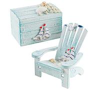 Cabilock 1 Set Creative Beach Chair Ornament with Wooden Box Decor Unique Mediterranean Style Miniature Craft for Home Cafe and Shop Premium Pine Wood for Living Room and Bedroom