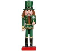 Cabilock 10 Inch Wooden Nutcracker Soldier Figurine Irish Shamrock Decor St. Patrick's Day Ornaments Hand-Painted Lucky Irish Cape Nutcracker Festive Ornament for Christmas Desktop Home Decor, Green