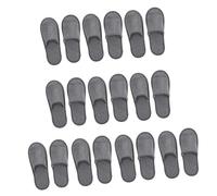 Cabilock 10 Pairs Disposable Non-slip Slippers for Hotel Home Guests Cotton Linen Grey Half-covered Design Safe Indoor Footwear for Men and Women