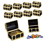 Cabilock 10 Pcs Mini Pirate Treasure Chest Storage Boxes Portable Plastic Vintage Style for Trinket Holders Birthday Halloween Christmas Party Favors for Treasure Hunts and Imaginative Play