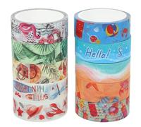 Cabilock 10 Rolls Delicate Washi Tape Each Cuttable Decorative Adhesive Tape for DIY Scrapbooking Crafting Handbook Decors Beach Shell Ice Cream Theme