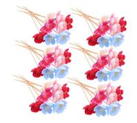 Cabilock 100pcs Flower Cocktail Picks Wood Toothpicks for Appetizers and Drinks Decorative Disposable Fruit Skewers for Weddings Bridal Showers Parties Portable and Secure Food Sticks