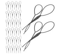 Cabilock 100pcs French Braiding Loop Tool for Women Black Plastic Hair Bun Maker with Secure Hold and Beginner Friendly Design for Travel and Daily Hairstyles