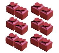 Cabilock 100pcs Heart-shaped Paper Candy Boxes for Wedding Party Favors Elegant Red Pearl Paper Boxes for Macarons Cookies Baptism Shower Bulk Packaging