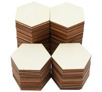 Cabilock 100pcs Hexagon Unfinished Wood Slices DIY Blank Wooden Ornaments for Crafts Painting Wedding Party Home Decor Thickness