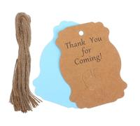 Cabilock 100pcs Kraft Thank You Tags with Jute Twine String Shower Favor Hanging Labels for Gender Reveal Birthday Party Message Paper Tags for Festive Celebrations