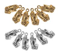 Cabilock 100PCS Prayer Hands Charms Pendants for Jewelry Making Vintage Alloy DIY Craft Supplies for Bracelets Necklaces Earrings Scratch-resistant Spiritual Symbols in Gold and Silver