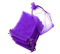 Cabilock 100pcs Purple Gauze Drawstring Pouch Jewelry Storage Bag 7x9cm Lightweight and Wear-resistant Portable Gift Bag for Shopping and Daily Use