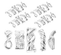 Cabilock 100pcs Silver Alloy Braided Nail Chain Charms with Five Distinctive Hollow out Designs, Shine and Resistance to Fading, for Manicure Crafts and Everyday Looks
