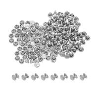 Cabilock 100pcs Silver Double Cap Rivet Fasteners 5x5mm Solid Metal Tubular Studs for Leather Craft Belt Hole Rivets DIY Clothes Shoes Bags Accessories