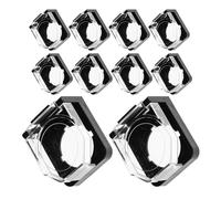 Cabilock 10pcs 22mm Emergency Stop Button Cover with Dome and Black Base, Industrial Push Button Switch Guard, Dustproof Safety Protector for Control Panels