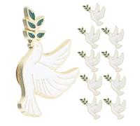 Cabilock 10pcs Animal Brooches for Women Featuring White Peace Dove Pins with Olive Branch, Zinc Alloy Material, Meticulous Craftsmanship, Versatile Accessory Suitable for Formal Occasions