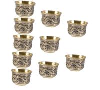 Cabilock 10pcs Chinese Style Tea Cup Retro Zinc Alloy Dragon Small Tea Mug for Home Office Decor Smooth Surface Stackable Metal Cup