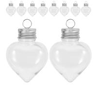 Cabilock 10Pcs Christmas Booze Balls Clear Heart Plastic Fillable Ornament Heart Shape Clear Plastic Ornaments 50 ml Bottle Candy Jars Fillable Baubles for Party