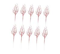 Cabilock 10pcs Christmas Simulation Leaf Decor Red Glitter Faux Leaves for Xmas Tree Wall Door Festival Decoration for Holiday Wreaths and Photography Props