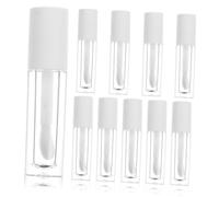 Cabilock 10pcs Clear Lip Gloss Tubes White Round Lip Oil Containers Abs Material Travel-Friendly Mini Balm Bottles for DIY Cosmetics