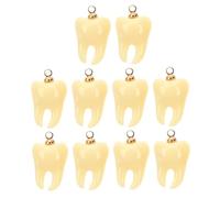 Cabilock 10pcs DIY Teeth Pendants Resin Charms for Jewelry Making, Small Novelty Tooth Ornaments for Necklace and Bracelet Accessories, Funny Craft Supplies