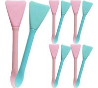 Cabilock 10pcs Dual-ended Silicone Facial Mask Brush Set with Spatula, Skin Care Tool for Precise Mask Application, Reusable Beauty Tools in Pink and Blue for Home Spa and Travel Use