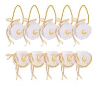 Cabilock 10Pcs Eid Mubarak Candy Bags with Ribbons Elegant Gold Foil and Stamping Mystical Design for Ramadan Party Favors and Treat Boxes