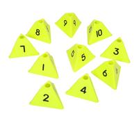 Cabilock 10Pcs Fluorescent Yellow Numbered Sports Cones for Football Training, Agility and Speed Drills Marker Buckets, Outdoor Indoor Ground Marking Equipment for Soccer and Basketball