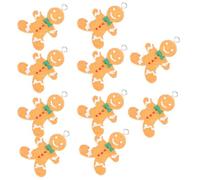 Cabilock 10pcs Gingerbread Man Key Ring Pendant DIY Jewelry Accessories | Portable Lightweight Resin and Plastic Charm, Hanging Ornament for Crafting, Yellow Unique Creative Style