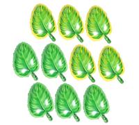 Cabilock 10pcs Hawaii Party Balloons Monstera Leaf Shape Film Balloons for Summer Festival Decoration Photo Props Yellow and Green
